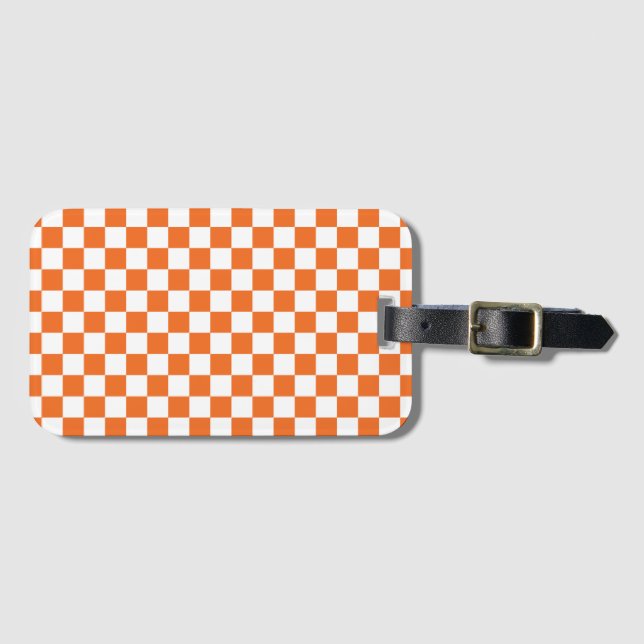 Étiquette À Bagage Damier orange (Devant Horizontal)