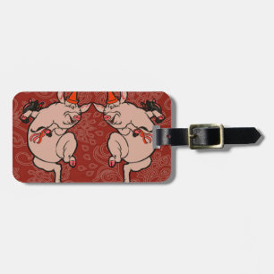 Étiquette À Bagage Dancing Pig Antique Cute Danseuse