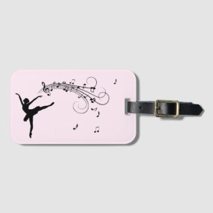 Étiquette À Bagage Danse Extraordinaire Ballerina avec musique rose