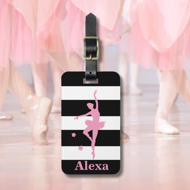 Étiquette À Bagage Danseur Cute personnalisée jolie ballerine (Personalised Cute pretty ballerina stripes Luggage Tag
)