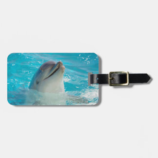 Étiquette À Bagage Dauphin heureux de natation