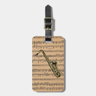 Étiquette À Bagage ~ de saxophone avec l'arrière - plan de musique de