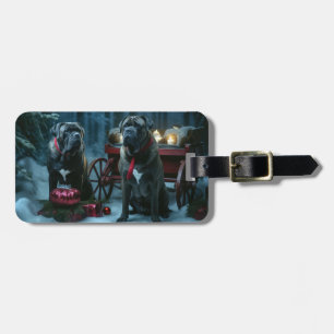 Étiquette À Bagage Décor de Noël Cane Corso Snowy Sleigh