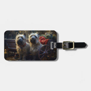 Étiquette À Bagage Décor de Noël de Cairn Terrier Snowy Sleigh