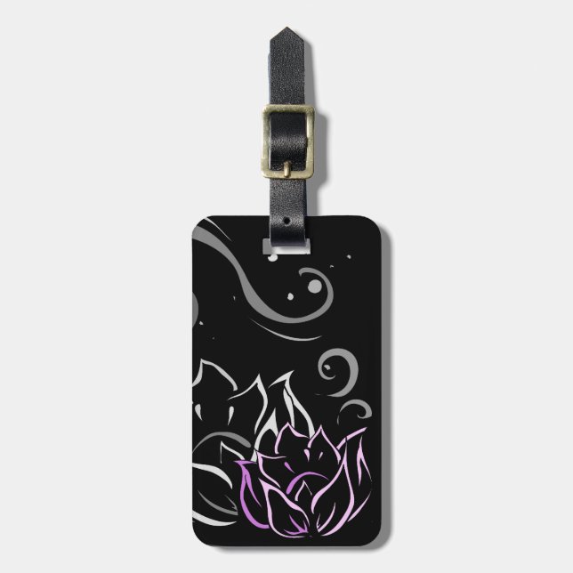 Étiquette À Bagage Décor Lotus Moderne (Devant Vertical)