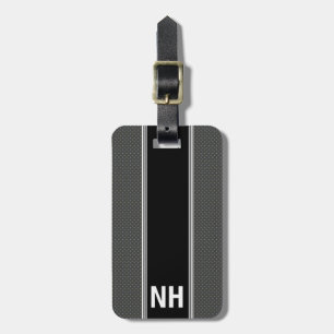 Étiquette À Bagage Décoré d'un monogramme personnalisé chic gris