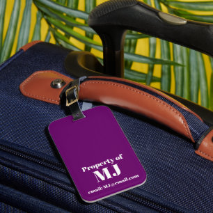 Étiquette À Bagage Deep Purple Simple Courrier Personnalisé avec Mono