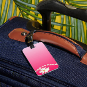 Étiquette À Bagage Dégradé Floral Rose Aesthétique de Voyage