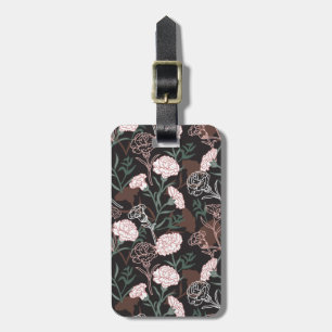 Étiquette À Bagage Délicates oeillets roses avec fleurs Feuilles vert
