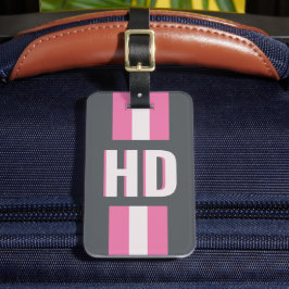 Étiquette À Bagage Demoiselle d'honneur au monogramme ombré rayé blan