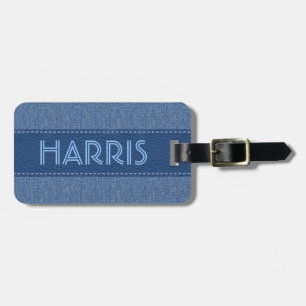 Étiquette À Bagage Denim, cuir de bleu marine et piquer bleus