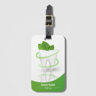 Étiquette À Bagage Dental Médicale Mint Leaf Tooth - étiquette de bag