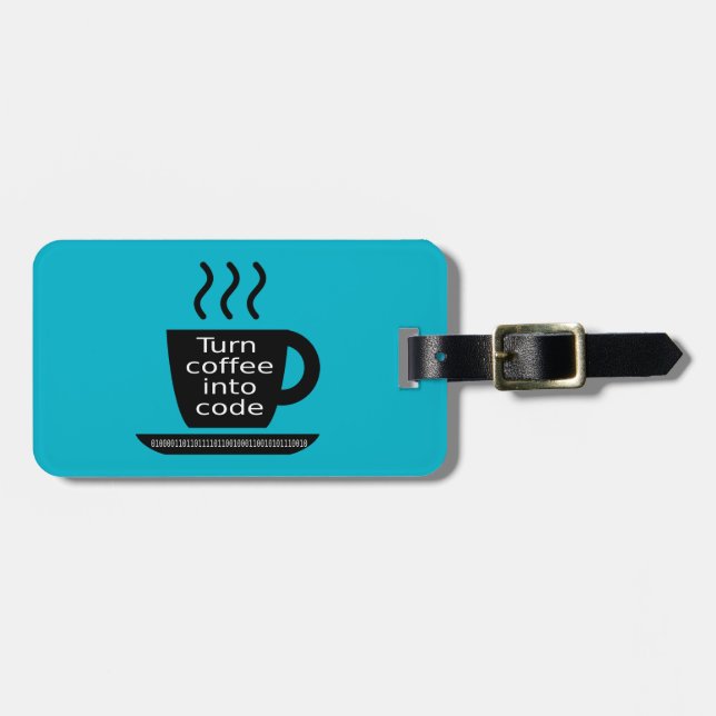 Étiquette À Bagage Dépendance fraîche de café de geek de programmeur (Devant horizontal)