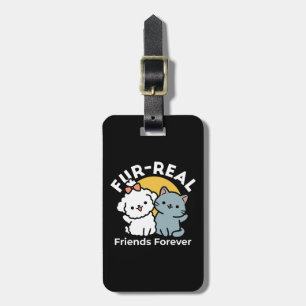 Étiquette À Bagage Des amis vrais pour toujours   Cute Cat & Chien Du