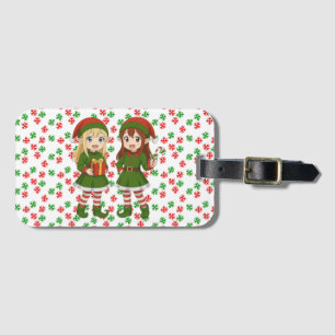 Étiquette À Bagage Des lutins de Noël anime mignons