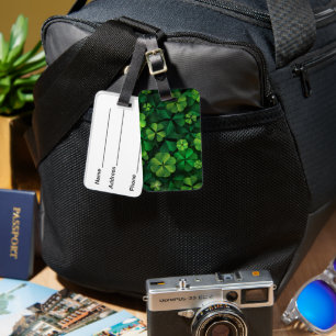 ÉTIQUETTE À BAGAGE DES TONS VERTES DE JOLIS SHAMROCK IRLANDAIS