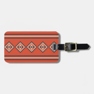 Étiquette À Bagage Design aztèque dans les tons orange, beige et bleu