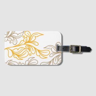 Étiquette À Bagage Design en feuille Boho d'or