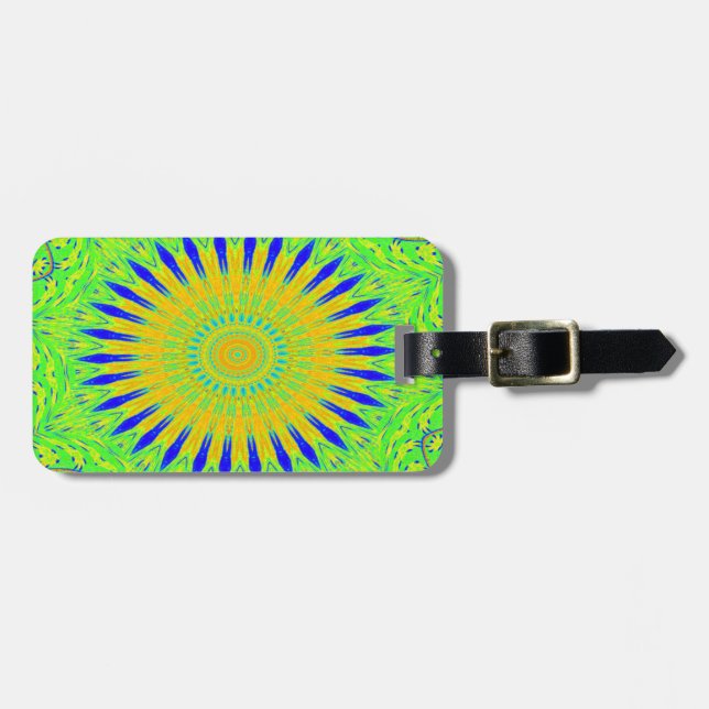 Étiquette À Bagage Design Motif africain en vert et en or (Devant horizontal)