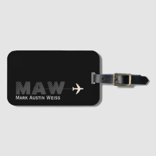 Étiquette À Bagage design noir avec nom du voyageur/initiales