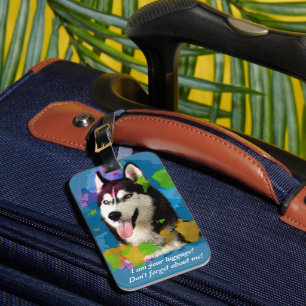 Étiquette À Bagage Design personnalisé "Cute Husky".