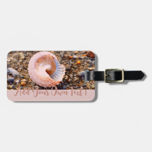 Étiquette À Bagage Design photo Seashell Pink Beach avec texte person