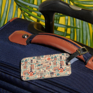 Étiquette À Bagage Design Vintage parisien - beige, rouge, vert