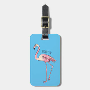 Étiquette À Bagage dessin animé d'oiseau Flamant rose