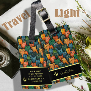 Étiquette À Bagage Dessin de chats cool coloré