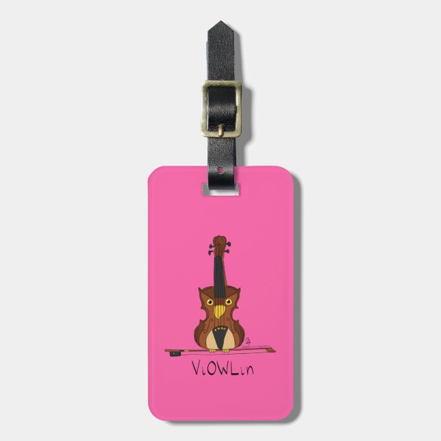 Étiquette À Bagage Dessin de violon amusant musicien (Devant Vertical)