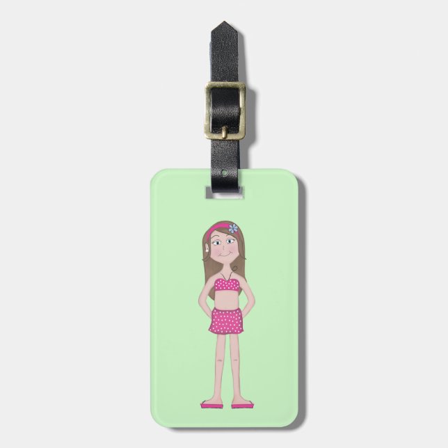 Étiquette À Bagage Dessin Dessin Dessin De Dessin De Fille Mignonne W (Devant Vertical)