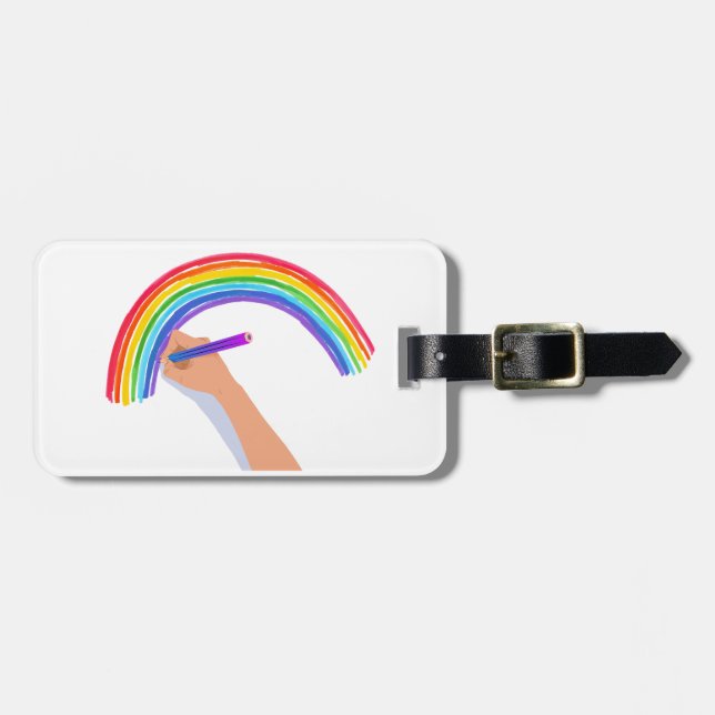 Étiquette À Bagage Dessin d'un arc-en-ciel (Devant horizontal)