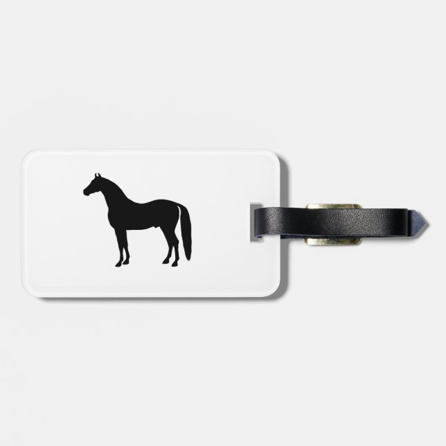 Étiquette À Bagage Dessin élégant de silhouette de cheval d'étalon (Dos horizontal)