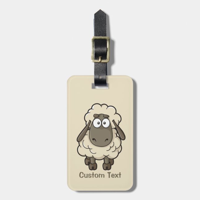 Étiquette À Bagage Dessin en mouton beige (Devant Vertical)