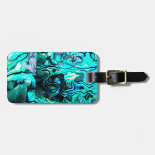 Étiquette À Bagage Détails de la coquille d'ormeau turquoise