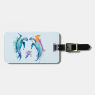 Étiquette À Bagage Deux mignons dauphins