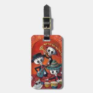 Étiquette À Bagage Dia de Los Muertos Skeleton Mariachi Trio