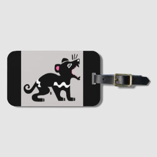 Étiquette À Bagage DIABLE Tasmanien Graphique - Faune - Noir