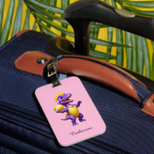 Étiquette À Bagage Dinosaure de volley-ball mauve