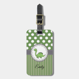 Étiquette À Bagage Dinosaure pois de petite fille mignonne