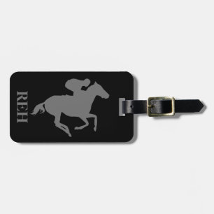 Étiquette À Bagage do-it-yourself Cheval de course gris Monogramme su