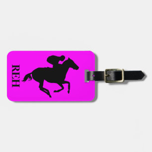 Étiquette À Bagage do-it-yourself Monogramme Cheval de Course Noire s