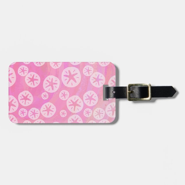 Étiquette À Bagage Dollar de sable blanc et rose (Devant horizontal)