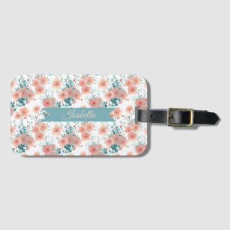 Étiquette À Bagage Douce Florale Rose Personnalisée de Printemps Vint