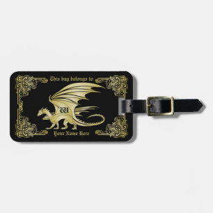 Étiquette À Bagage Dragon Monogramme Gold Frame Couverture De Livre T