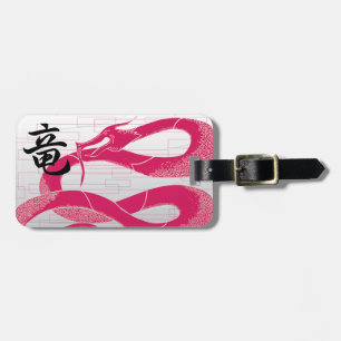Étiquette À Bagage Dragon rose Hotpink Dragon Japonais Arrière - plan
