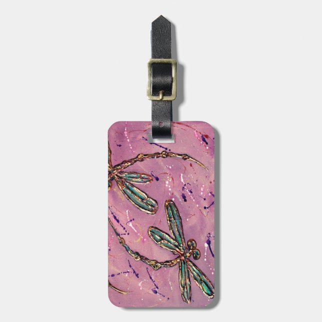 Étiquette À Bagage Dragonfly Flit Pink Fizz Étiquette de bagages pers (Devant Vertical)