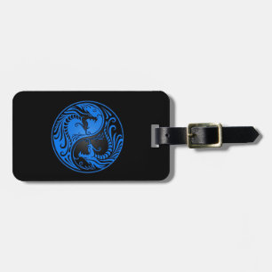 Étiquette À Bagage Dragons bleus et noirs de Yin Yang