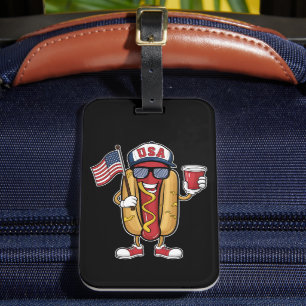 Étiquette À Bagage Drapeau 4 juillet Hotdog Funny Patriotique USA