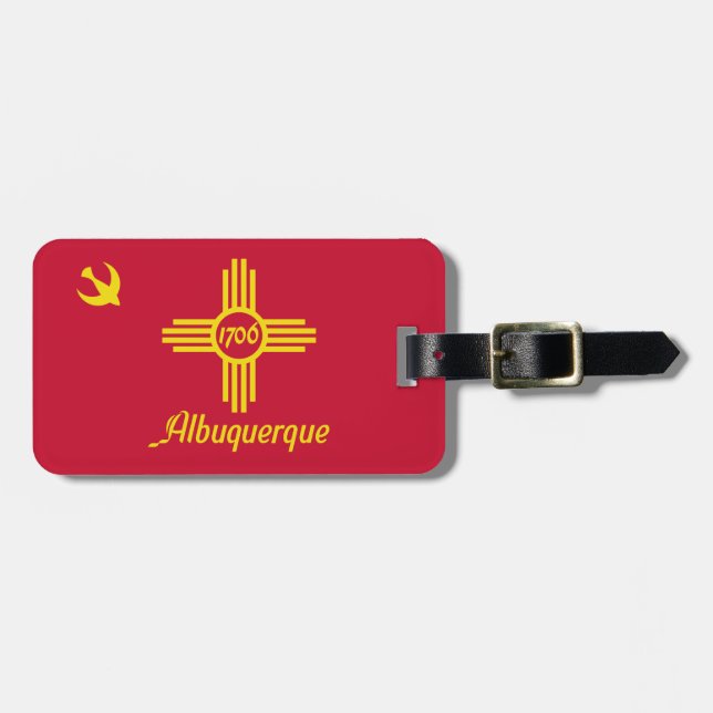 Étiquette À Bagage Drapeau Albuquerque, Nouveau-Mexique Balise de bag (Devant horizontal)
